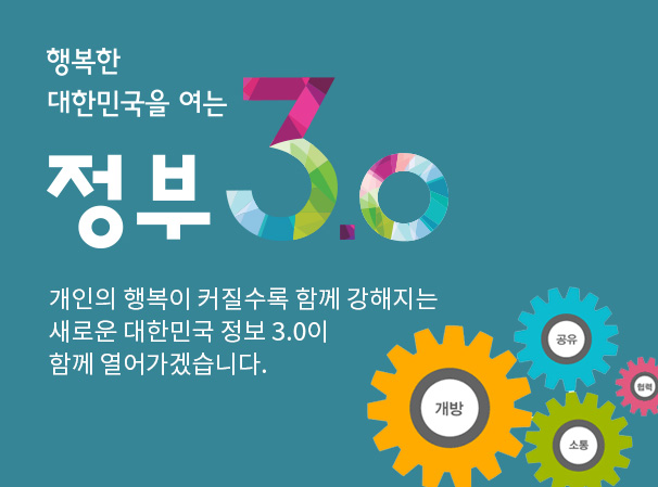 개인의 행복이 커질수록 함께 강해지는 새로운 대한민국 정부 3.0이 함께 열어가겠습니다.